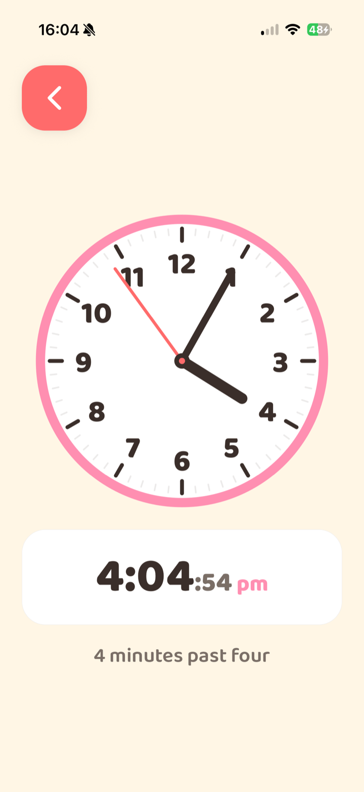 Analogue learning clock in KidPad